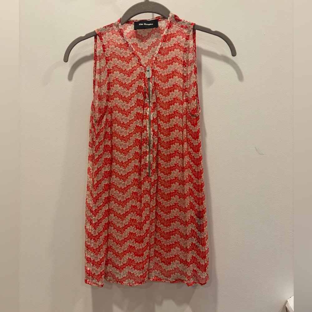 THE KOOPLES 100% Silk Tank, Front 1/2 Zip, Size XS, Barely Worn, Excellent Cond